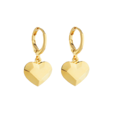 Brinco Dourado de Argolinha Coração Traços Retos Flore