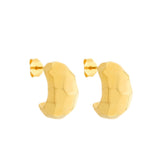 Brinco Dourado de Meia Argola Orgânico Quadrado Flore