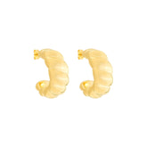 Brinco Dourado de Meia Argola Orgânico Arredondado Flore