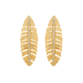 Brinco Dourado de Pena Cravejado de Zircônia Flore