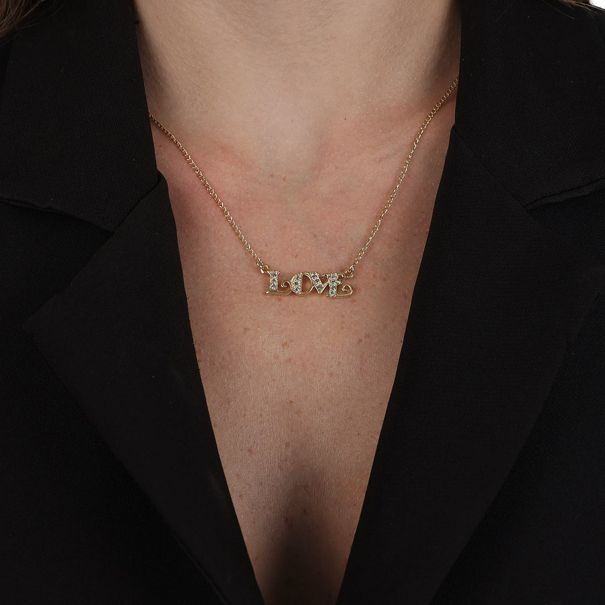 Colar Dourado Love com Zircônia Flore