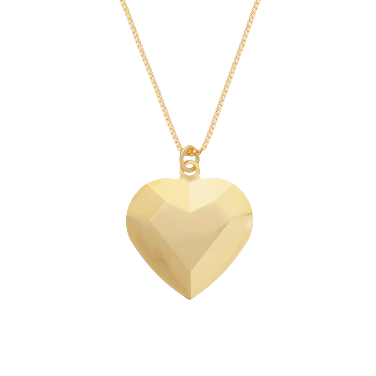 Colar Dourado de Coração Traços Retos Flore
