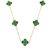Colar Dourado 5 Trevos Verde Flore