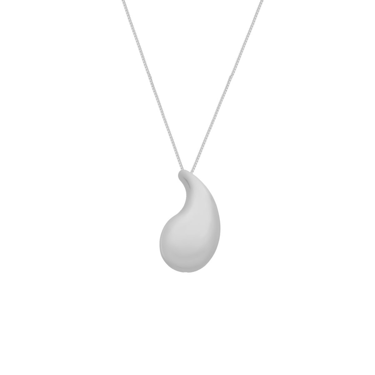 Colar Prateado de Gota Curvada Flore