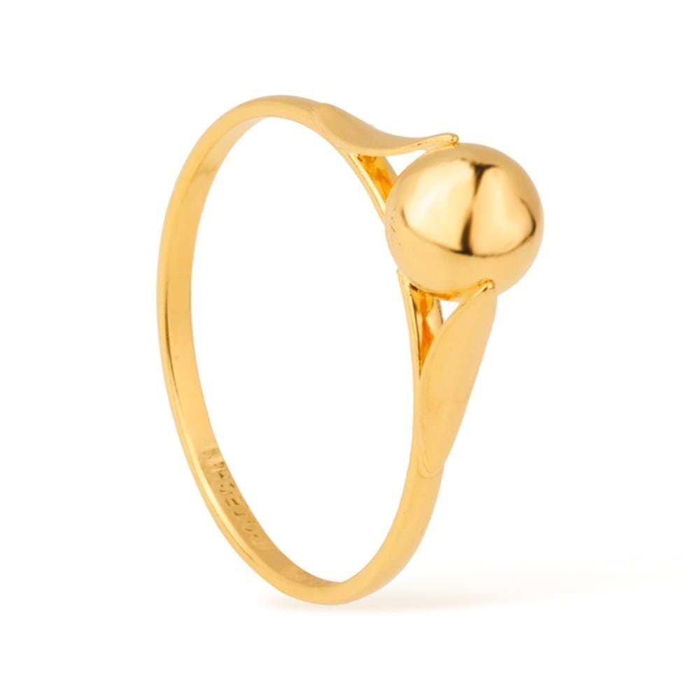 Anel Dourado Solitário com Bola Flore