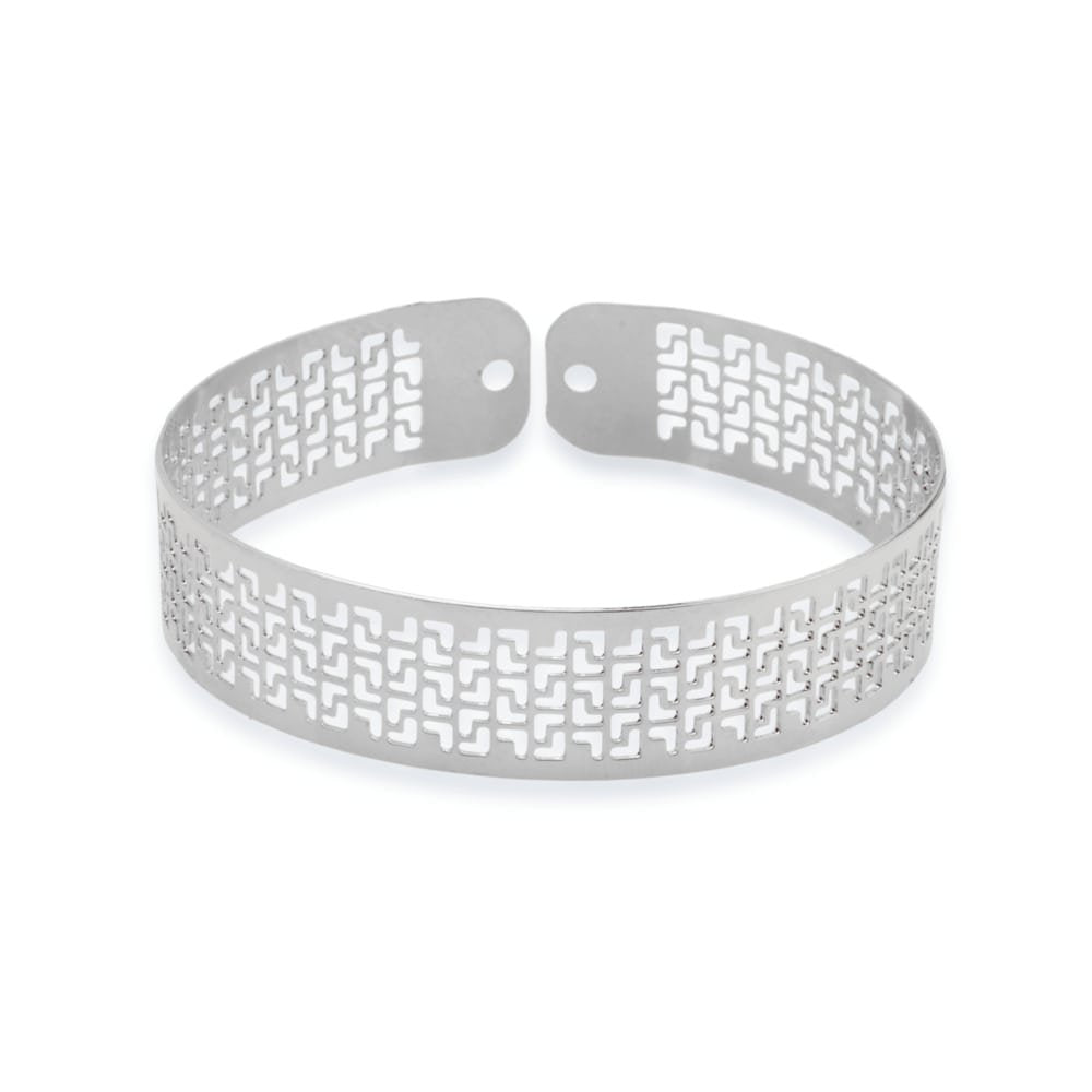 Bracelete Prateado de Renda Vazado Flore