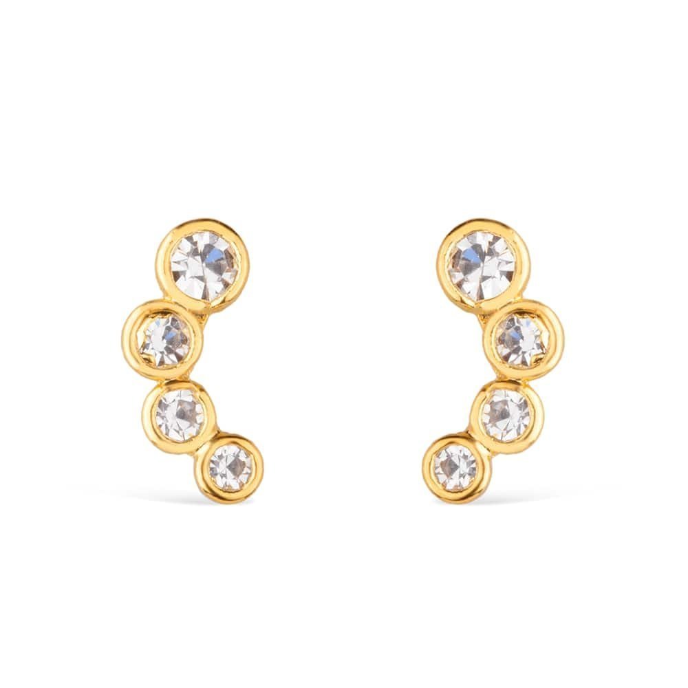Brinco Dourado com 4 Pontos de Luz em Zircônia Flore