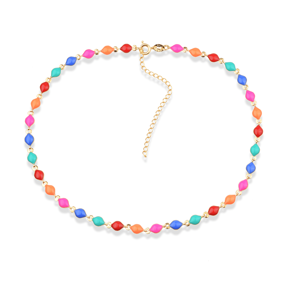 Chocker Dourada Colorida com Extensor Flore