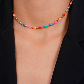 Chocker Dourada Colorida com Extensor Flore