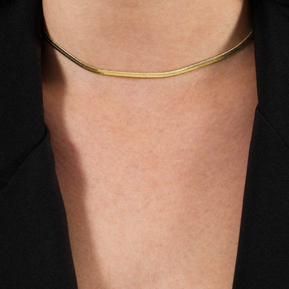 Colar Dourado Chocker de Fita Flore