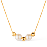 Colar Dourado de Pérolas e Esferas Flore