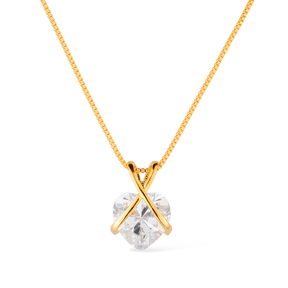 Colar Dourado de Zircônia em Formato de Coração Flore
