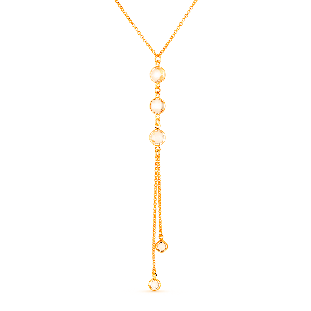 Colar Dourado Gravatinha com Pontos de Luz Flore