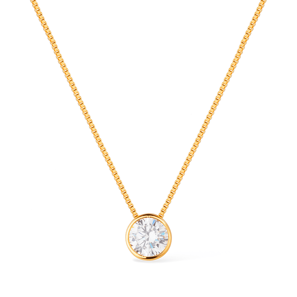 Colar Dourado Zircônia Ponto de Luz Flore