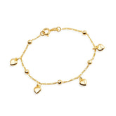 Pulseira Dourada com Pingentes de Coração e Esferas Flore