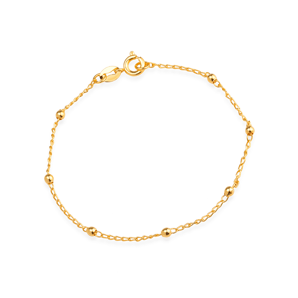 Pulseira Dourada de Bolinhas Delicada Flore