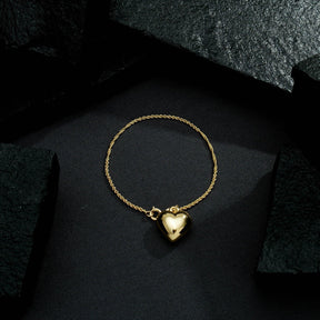 Pulseira Dourada de Cordão Baiano com Coração Flore