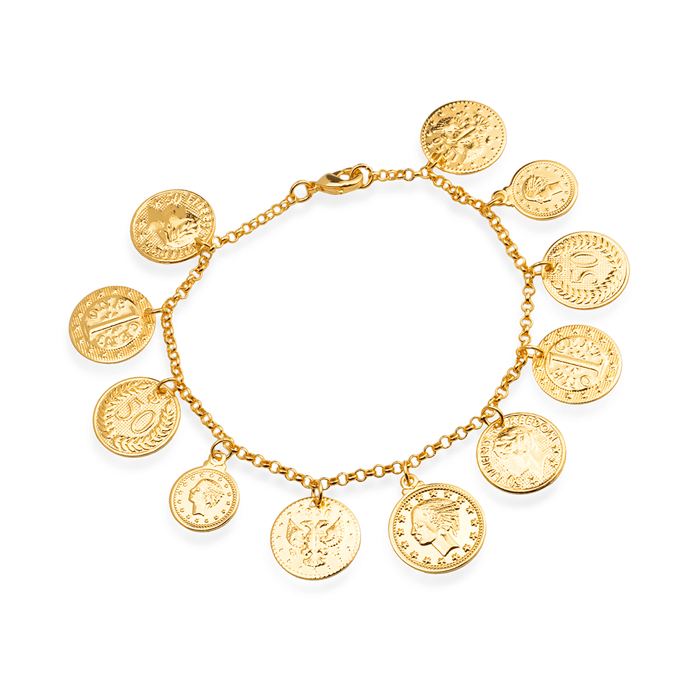 Pulseira Dourada de Moedas Antigas Flore